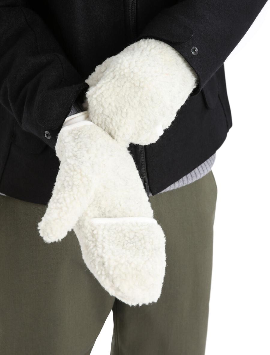 Icebreaker Unisex RealFleece™ Merino High Pile Mittens Miesten Käsineet Valkoinen | FI 1054WNBY